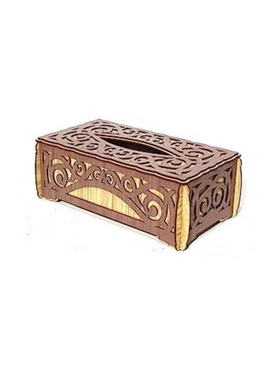 اشتري Andalusian Tissue Box Brown On Beige Laser Cut Wood And Manual Assembly في مصر