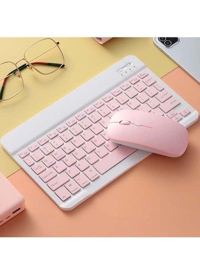 Buy Ultra-Slim Bluetooth Rechargeable Portable Wireless Keyboard And Mouse Combo  For Apple iPad in UAE