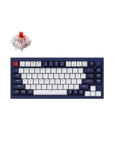 Buy Q1 QMK Gateron Phantom Mechanical Keyboard with Knob, RGB, Red Switch & Custom Hot-swappable | Ergonomic Design Gaming Keyboard - Navy Blue in Saudi Arabia