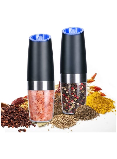 Buy Gravity Electric Salt and Pepper Grinder Set, Automatic Salt Mill with Adjustable Coarseness(2 Pack ) in Saudi Arabia