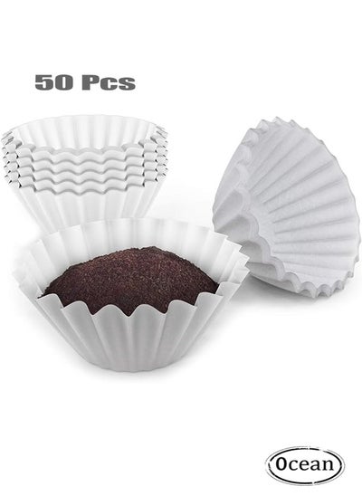 اشتري 50Pcs Coffee Filter Paper Disposable Large White Paper Coffee Filter for Home, Cafes, Restaurants, and Offices Use Coffee Filters في الامارات