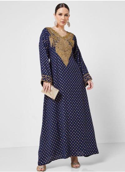 اشتري Embellished V-Neck Jalabiya في الامارات