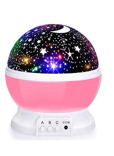 Buy Toys For 2-7 Year Old Girls Baby Night Light With Projector 360 Degree Rotation 4 LED Bulbs 9 Color Changing USB Cable Kids Adults And Nursery Decor Pink in UAE