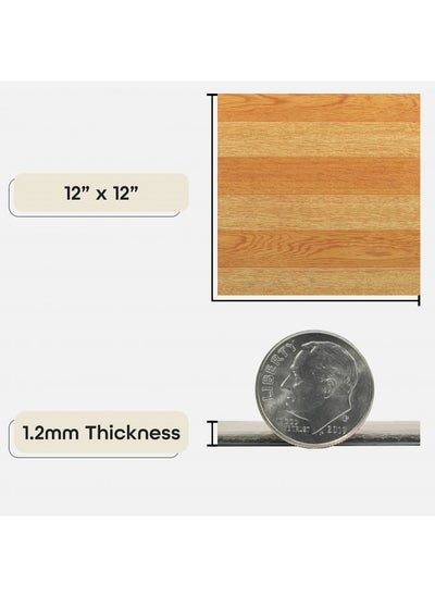 Buy Nexus Self Adhesive 12-Inch Vinyl Floor Tiles, 20 Tiles - 12" x 12", Wood Light Oak Plank Pattern - Peel & Stick, DIY Flooring for Kitchen, Dining Room, Bedrooms & Bathrooms by Achim Home Decor in UAE