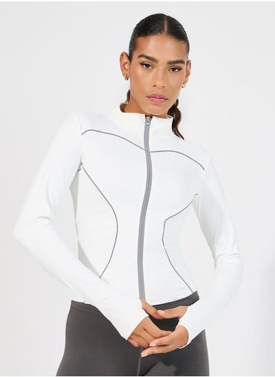 Buy Reflective Zip Tape & Contour Seam Detail Zip Up Jacket in Saudi Arabia