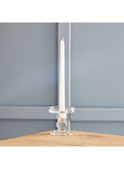 Buy Bright Clear Glass Taper Candleholder 8.5 x 9 x 8.5 cm in UAE