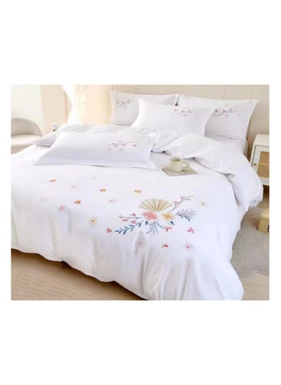 Buy COMFY 6 PIECE EMBROIDERED COTTON SOFT & COMFORTABLE COMFORTER SET KINGSIZE WHITE in UAE