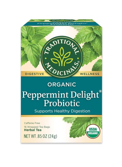 Buy Traditional Medicinals Organic Peppermint Delight Probiotic Supports Healthy Digestion 16 Wrapped Tea bags 24g in UAE