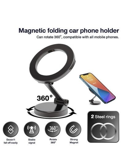 Buy Magsafe compatible car phone holder for iPhone and foldable with 360 degree rotation in Saudi Arabia