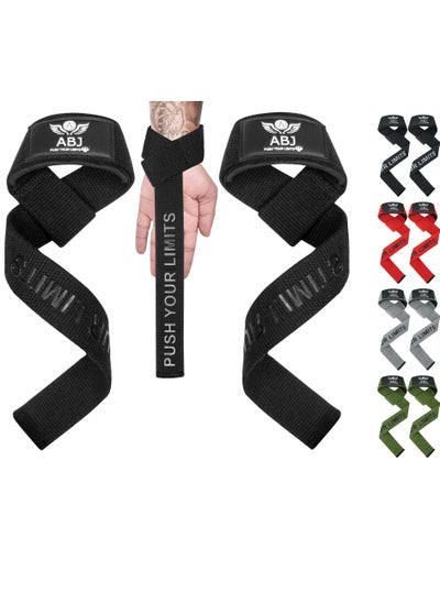 اشتري ABJ Padded Cotton Lifting Straps 23” Wrist Straps with 4mm Soft Neoprene Cushioned Wrist for Weightlifting, Bodybuilding, Powerlifting, Strength Training and Deadlifts – Gym straps for Men and Women في السعودية