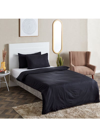 Buy Wellington 2-Piece Solid Cotton Single Duvet Cover Set 200x135 cm in UAE