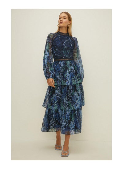 اشتري Lace Balloon Sleeve Floral Midi Dress في الامارات