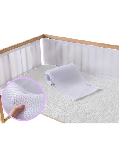 Buy Baby Cot Bumper, Baby Boys Girls Nursery Breathable Crib Bed Liner Bumper Set, Airflow Safe 3D Mesh Crib Liner. (White) in Saudi Arabia