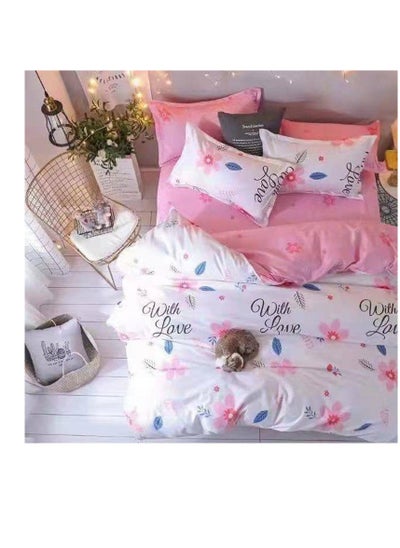 Buy Petals and Floral Designs Single-Size Duvet Cover Set, Multicolour -160x210cm, Fitted sheets size (120x200)+30cm Cotton+Polyester in UAE