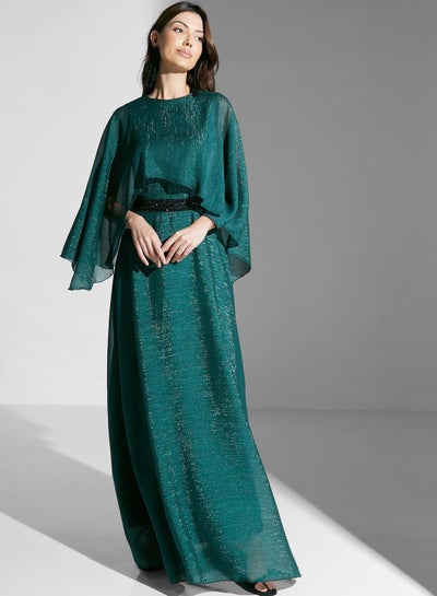 Buy Chiffon Gown With Shimmer Waist in Saudi Arabia