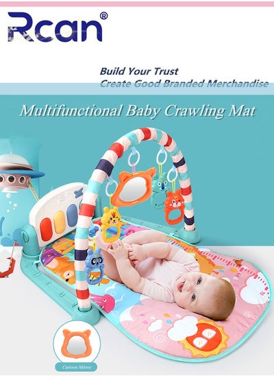 اشتري Multifunctional Baby Game Activity Fitness Frame Tummy Time Crawling Mat Cartoon Light Up Music Piano Pad Newborn Stage Development Game Suitable for Baby Boys Baby Girls في السعودية