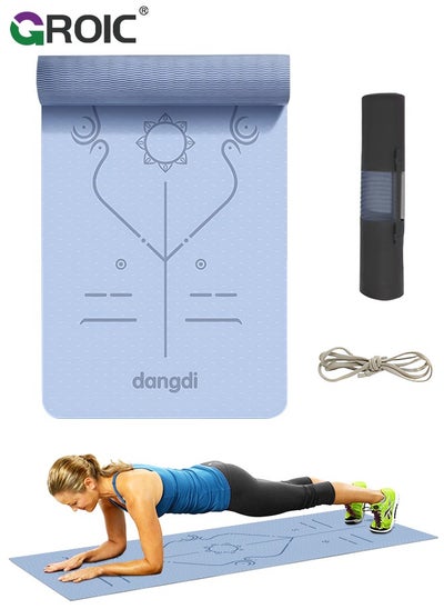 Buy Yoga Mat, Extra Wide 72.8"x 31.5" x 0.24" Pilates Fitness Mats with Alignment Marks, Non Slip Fitness Yoga Mats, Exercise Mats for Yoga Pilates Home Floor Workout with Carrying Sling and Storage Bag in Saudi Arabia