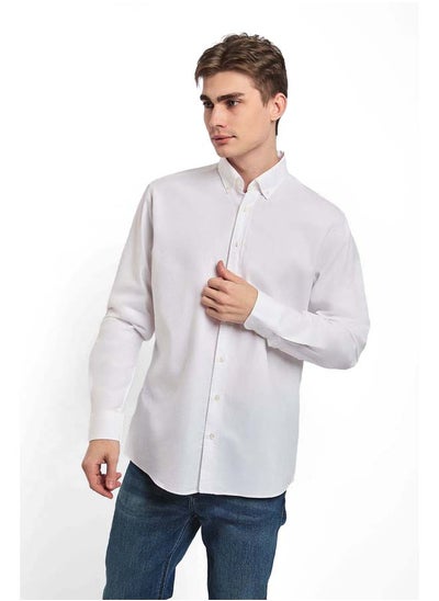 Buy Fancy Regular Fit Oxford Cotton Shirt With Long Sleeves in Egypt