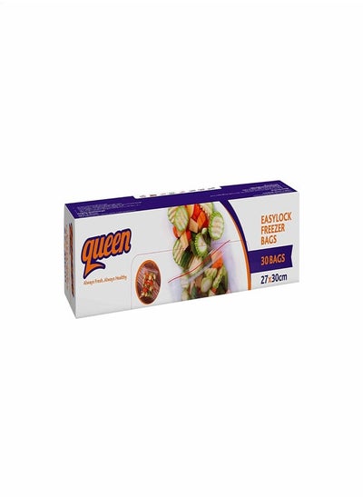 اشتري Queen easy lock freezer bags, large, 30 bags - clear في مصر