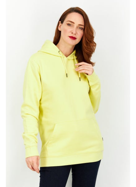 Buy Women Hood With Drawstrings Plain Long Sleeve Sweatshirt, Yellow in UAE