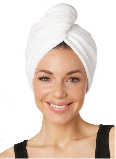 Buy Hair drying towel of the finest types of cotton, white color in Saudi Arabia