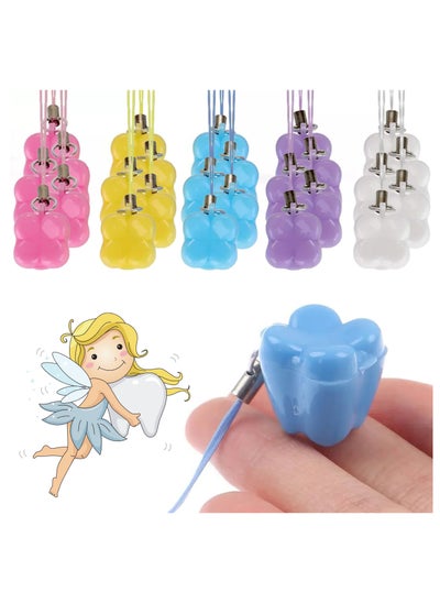 اشتري 50 Colorful Tooth Holders for Kids Keepsake, Plastic Tooth Necklace and Cases for Lost Baby Teeth, Perfect for Storing Milk Teeth في الامارات