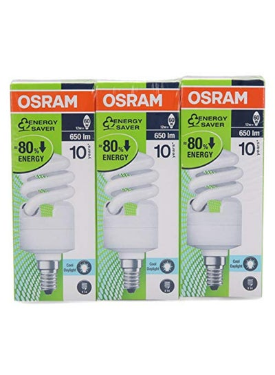 Buy Osram Mini Twist Energy Saver Bulbs (White, Pack of 3) in UAE