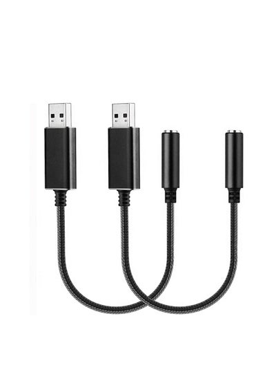 اشتري 2 Pack Audio Adapter External Stereo Sound Card USB to Headphone Audio Jack Adapter with 3.5mm Aux TRRS Jack and Durable Braided Cable Compatible for Mac, PS4, PC, Laptop, Desktops, Windows في السعودية