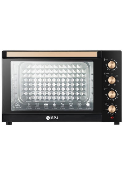 اشتري SPJ 150L Electric Oven, 2800W With 7 Power Levels, 70-250 °C Adjustable Temp., 120 Minutes Timer, 360° Motorised Rotisserie, Inner Lamp, Easy to Use, Brown, EOW-BR150L04 في الامارات