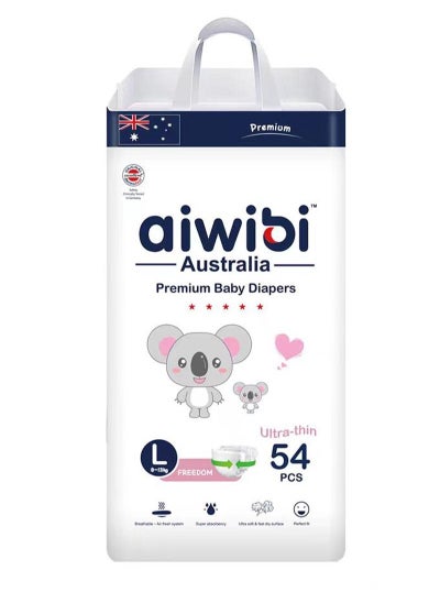 Buy Aiwibi Premium Baby Diaper,Size L 8-13KG 54 Pieces in UAE