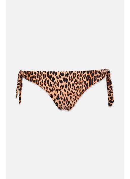 Buy Women Animal Print Bikini Bottom, Beige and Black in Saudi Arabia