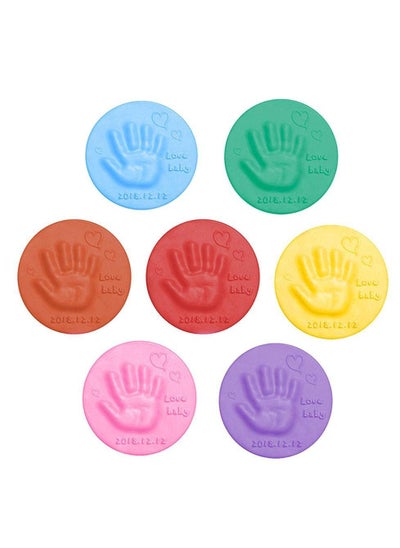 اشتري Baby Handprint Footprint Soft Clay, 14 Pcs Keepsake Ornament Kit, Print Impression Kit for Newborn, Non-Sticky Air Dry Light & Soft Clay, 7 Colors في السعودية