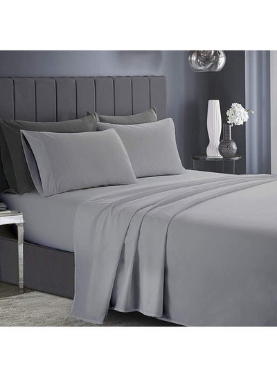 Buy Premium Grey King Sheets Set - 1800 TC Series 4 Piece Bed Sheets - Soft Brushed Microfiber Fabric - 16 Inches Deep Pockets Sheets Wrinkle Free & Fade Resistant by Infinitee Xclusives in UAE