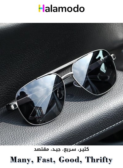 Buy Vintage Rectangular Frame Polarized Aviator Sunglasses for Men Pilot Shades Cool Style High Level Anti UV in UAE