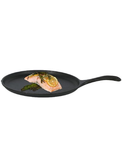 Buy Seasoned Cast Iron Durable Round Griddle with Handle Black 3.81 x 40.34 x 27 cm L90G3 in Saudi Arabia