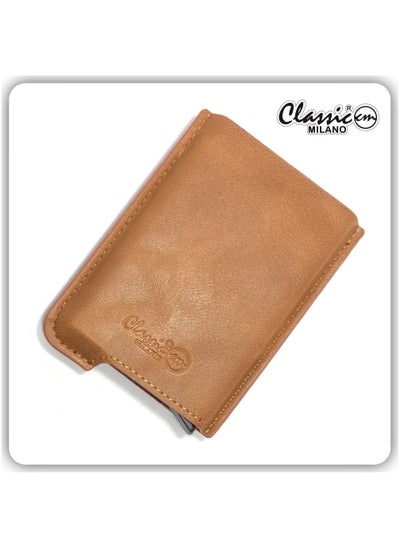 Buy Classic Milano Wallets for men Premium Quality PU Mens Wallet Cardholder Auto W-954# (Tan) by Milano Leather in UAE