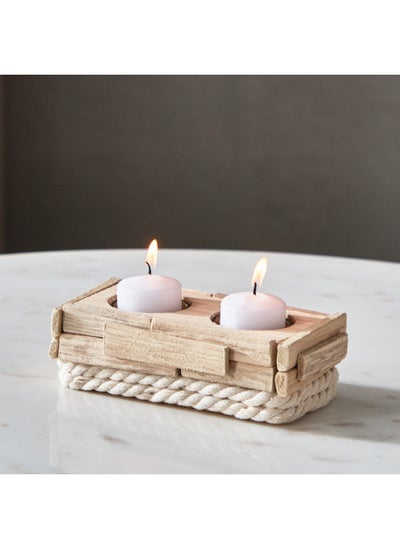 Buy Lumber Natural Wooden Candleholder 16 x 5 x 9 cm in Saudi Arabia