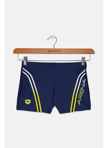 اشتري Men Brand Logo Drawstring Swim Trunks, Navy and Yellow Combo في السعودية