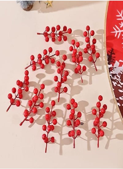 Buy 20 Pieces Faux Berry Red Cherry Hanging Ornaments for Christmas Tree,Christmas Tree Decorations Items,  Christmas Decorations, Home, The Office,The Door - Each stick has 12 cherries in Egypt