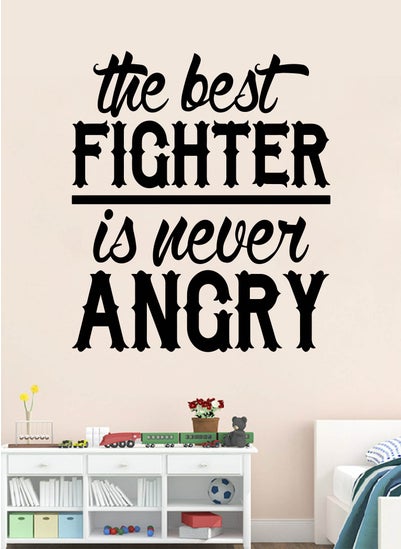 اشتري The Best Fighter Is Never Angry Quote Wall Decal - Wall Arts Home Décor - Wall Sticker, 60x70 cm by Spoil Your Wall في الامارات