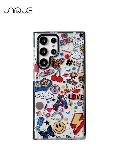 اشتري Compatible for Samsung Galaxy S23 Ultra Case, Retro Aesthetic Collage Vintage Chic Vibe Hippie Indie Groovy Stickers Graphic Samsung Case Gift for Girls Women Soft TPU Slim Shockproof Protective Case في السعودية