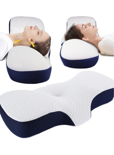 Buy Advanced Memory Contour Foam Pillow, Adjustable Ergonomic Cervical Pillow, for Neck Pain Relief, for Side, Back, Butterfly Cervical Pillow in Saudi Arabia