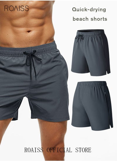 Buy Men's Swimming Trunks Beachwear Quick Dry Beach Pants Gym Wear Fitness Workout Short Sports Running Boxer Swim Shorts Swimsuit Summer in UAE