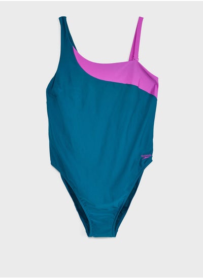 Buy Solid Asymmetric Swimsuit in UAE