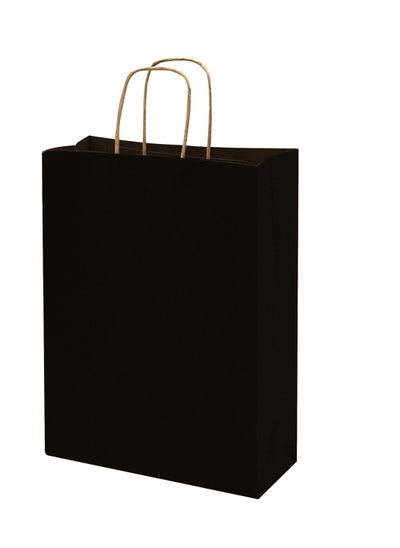 Buy Black Paper bags with handles 33 x 26 x 12 cm Large Kraft Gift bags for Birthday Party Supplies, Weddings, Shopping, Presents (12 Bags) in UAE