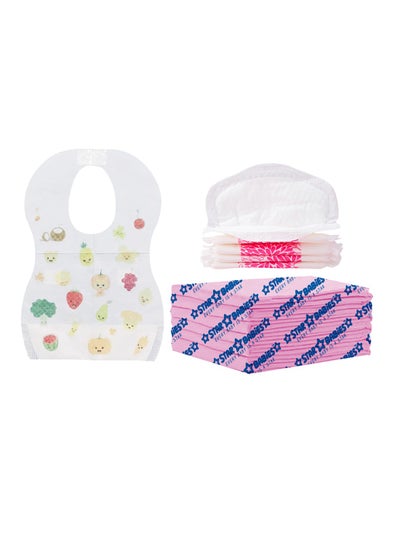 Buy Star Babies Disposable Combo pack (Changing mat 6pcs, Breast Pad 5pcs, Bibs 5pcs)-Pink in UAE