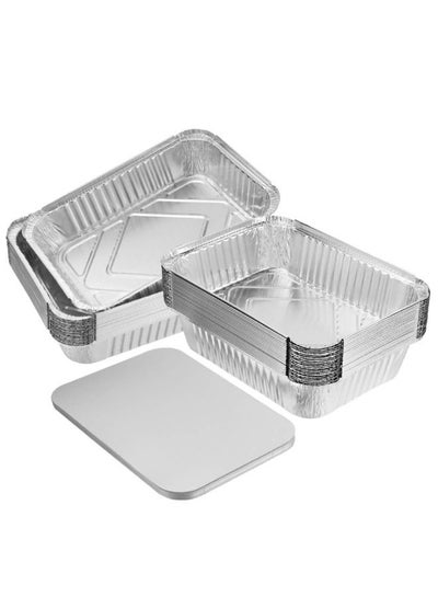 Buy Aluminium Rectangle Containers 890ml With Board Lids for Cooking Roasting Baking Pack Of 100 Pieces in UAE