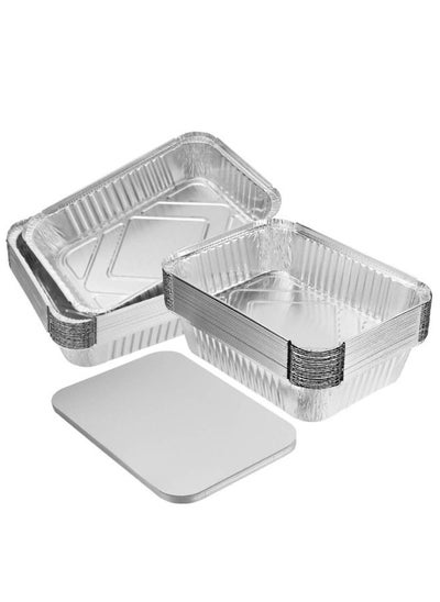 Buy Aluminium Rectangle Containers 890ml With Board Lids for Cooking Roasting Baking Pack Of 100 Pieces in UAE