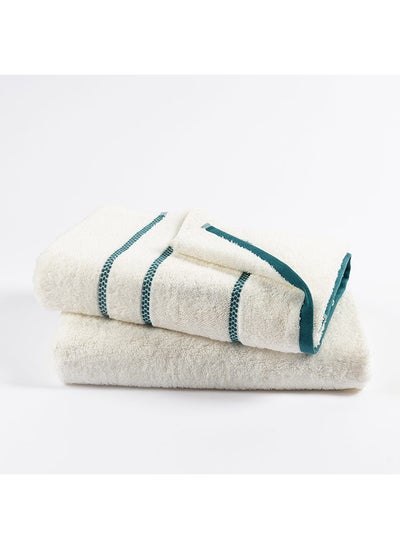 اشتري Cozmo Bath Towel, Ivory & Teal - 500 GSM, 140x70 cm في الامارات