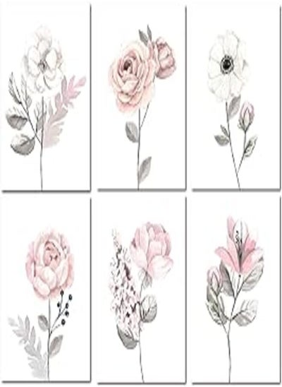 Buy Lambs & Ivy Watercolor Floral Unframed Nursery Child Wall Art 6pc - Pink/Gray in Egypt